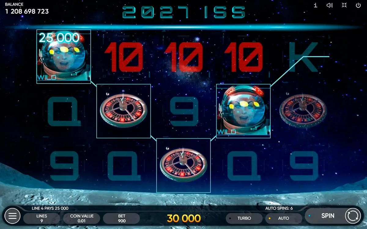 2027 ISS official Endorphina gameplay screen showing the reel layout