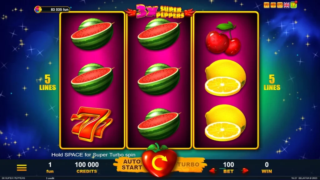 3x Super Peppers official Belatra gameplay image showing the game presentation