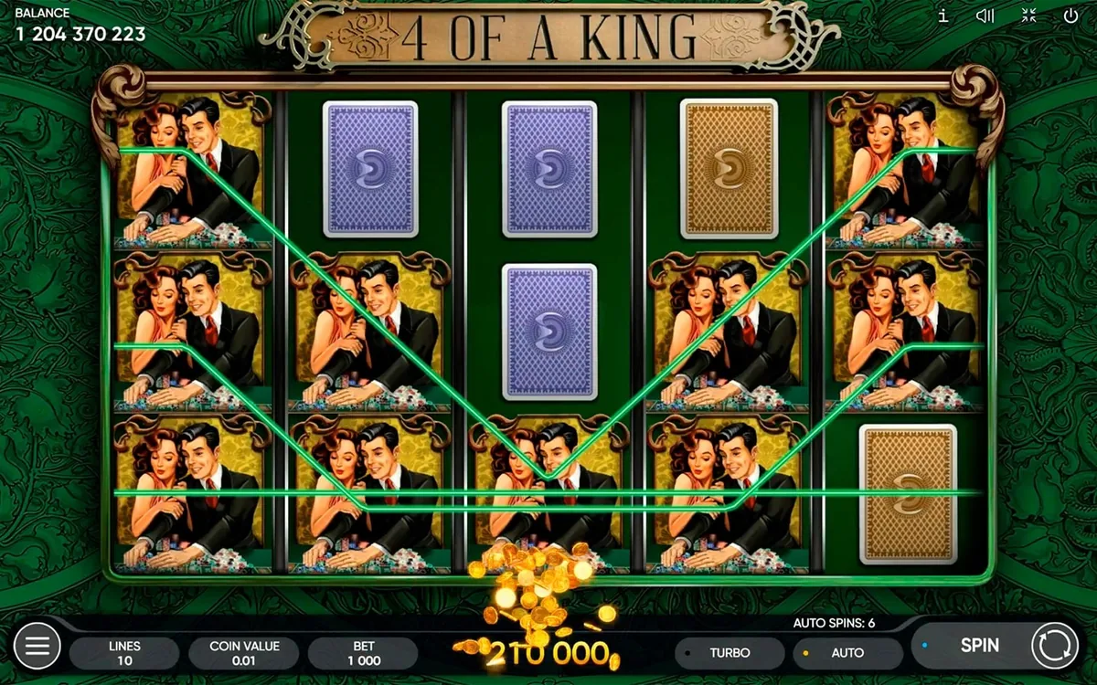 4 Of A King official Endorphina gameplay screen showing the reel layout