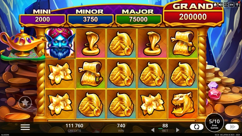 4 Secrets of Aladdin official Belatra feature artwork for payout and combination notes