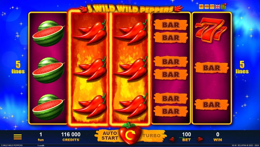 5 Wild Wild Peppers official Belatra feature artwork for payout and combination notes
