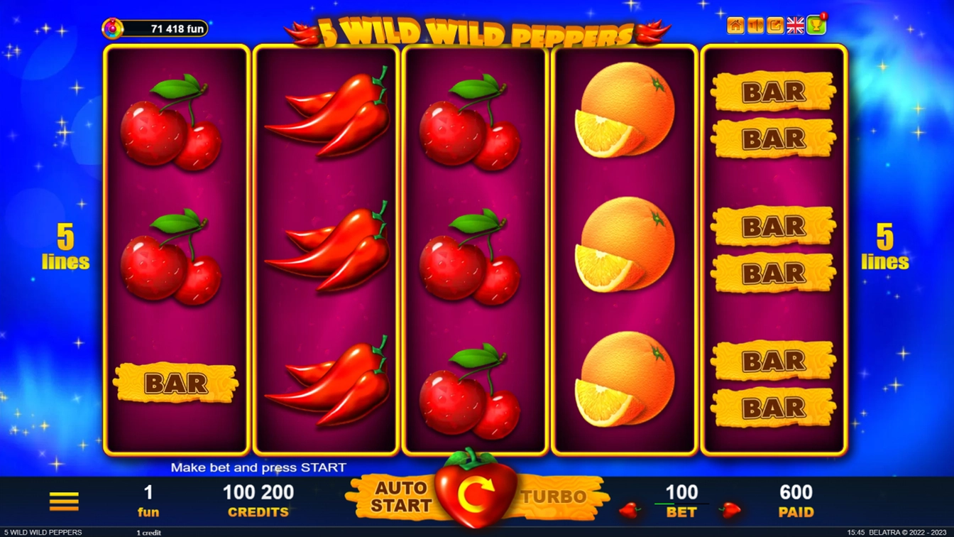 5 Wild Wild Peppers official Belatra gameplay image showing the game presentation