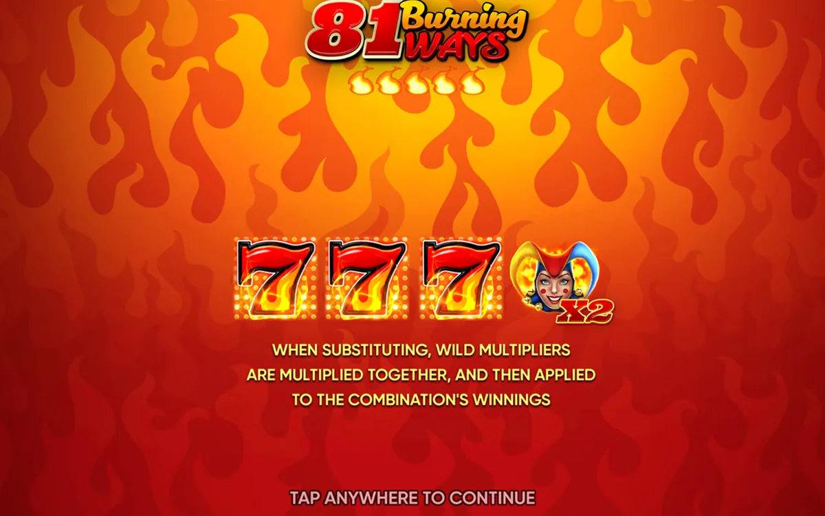81 Burning Ways official Endorphina gameplay screen showing the reel layout