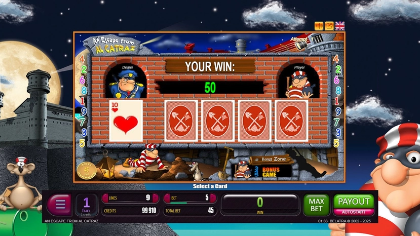 An Escape from Alcatraz official Belatra feature artwork for payout and combination notes
