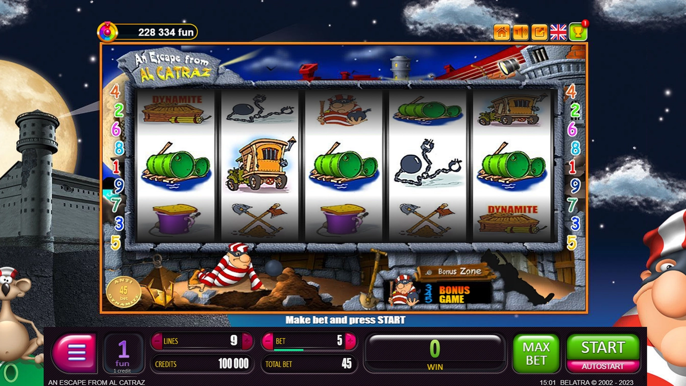 An Escape from Alcatraz official Belatra gameplay image showing the game presentation