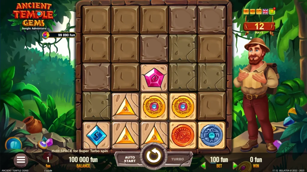Ancient Temple Gems official Belatra gameplay image showing the game presentation
