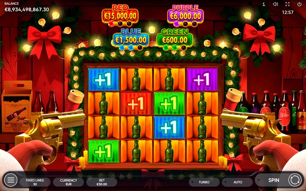 Bad Santa official Endorphina gameplay screen showing the reel layout