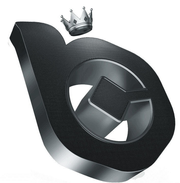 BC.Game black three-dimensional brand symbol with crown