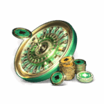 BC.Game casino roulette artwork with green and gold chips