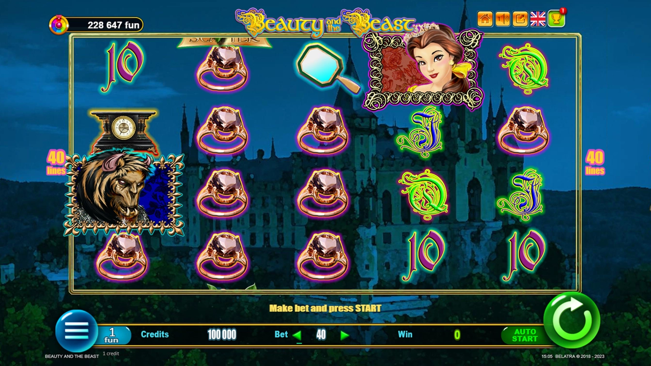 Beauty and the Beast official Belatra gameplay image showing the game presentation