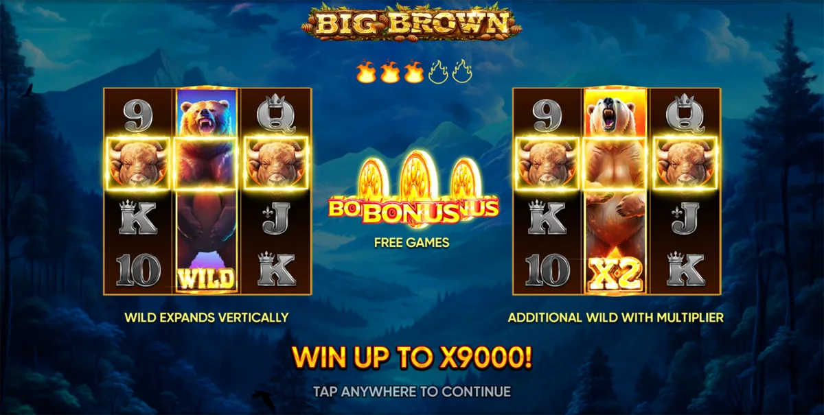 Big Brown official Endorphina gameplay screen showing the reel layout