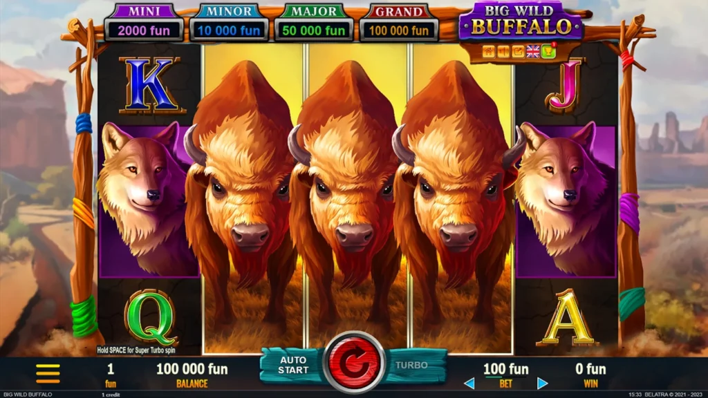 Big Wild Buffalo official Belatra gameplay image showing the game presentation