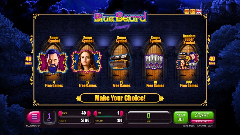 Blue Beard official Belatra feature artwork for payout and combination notes