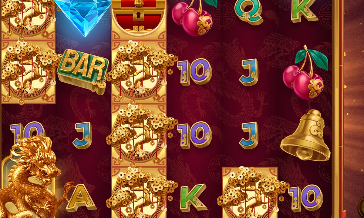 Bonsai Dragon Blitz symbols, combinations and feature area
