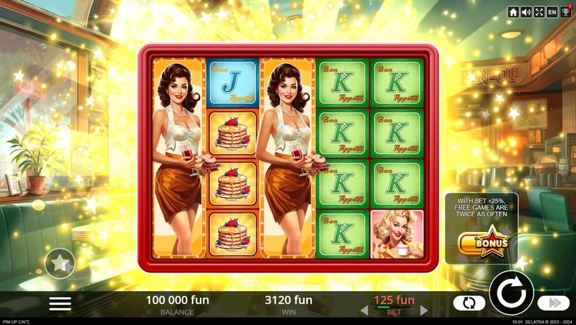 Cafe 50's official Belatra feature artwork for payout and combination notes