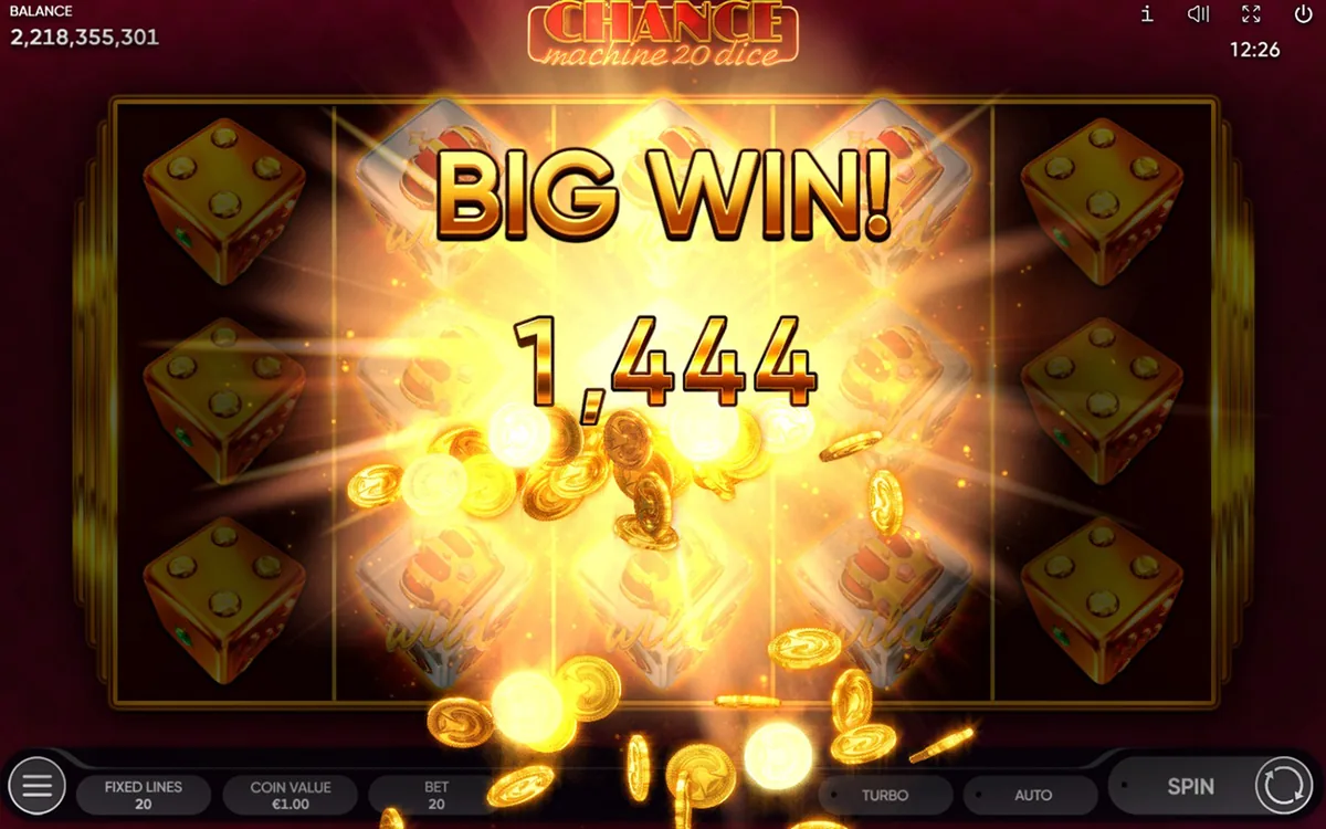 Chance Machine 20 Dice official Endorphina symbol artwork for combinations and payout notes