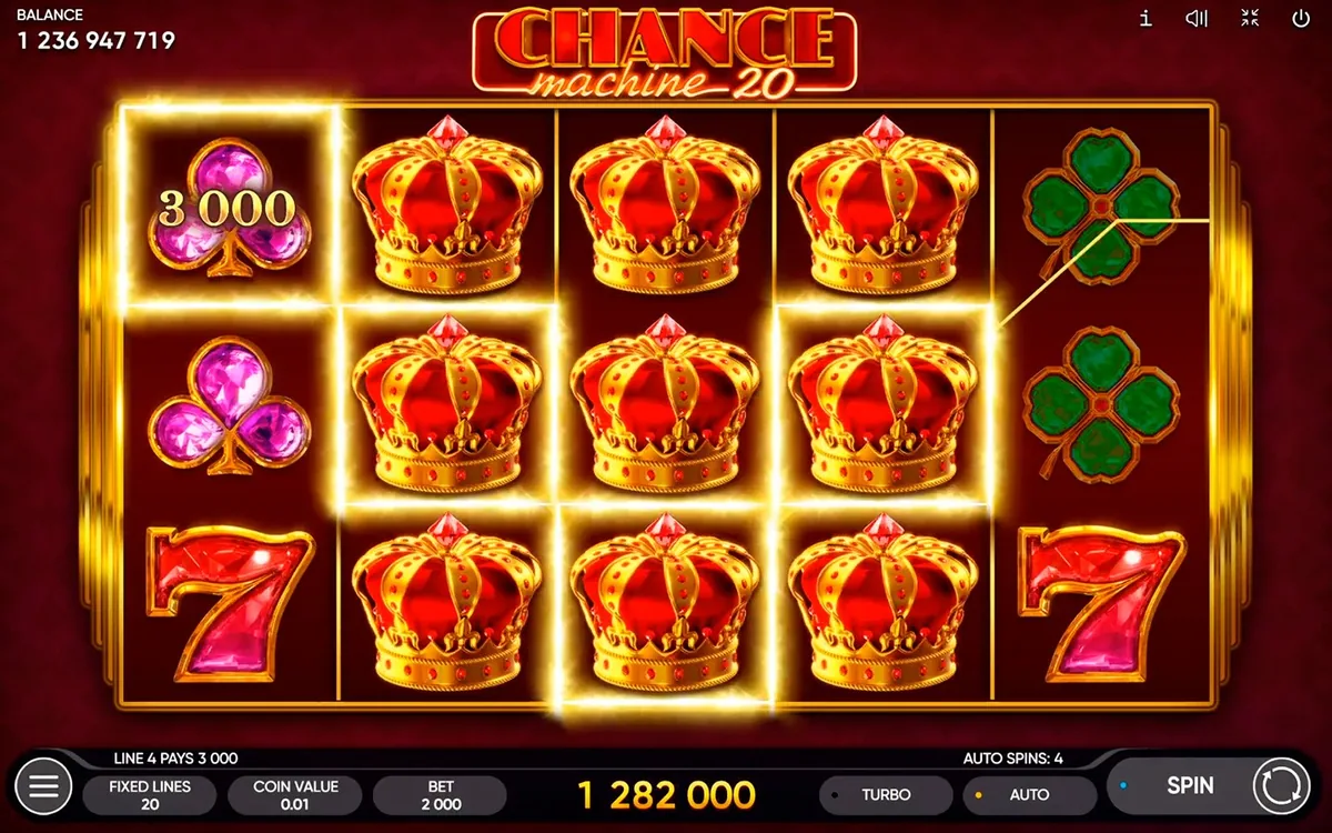Chance Machine 20 official Endorphina gameplay screen showing the reel layout