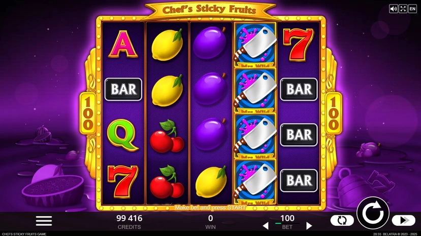 Chef's Sticky Fruits official Belatra feature artwork for payout and combination notes