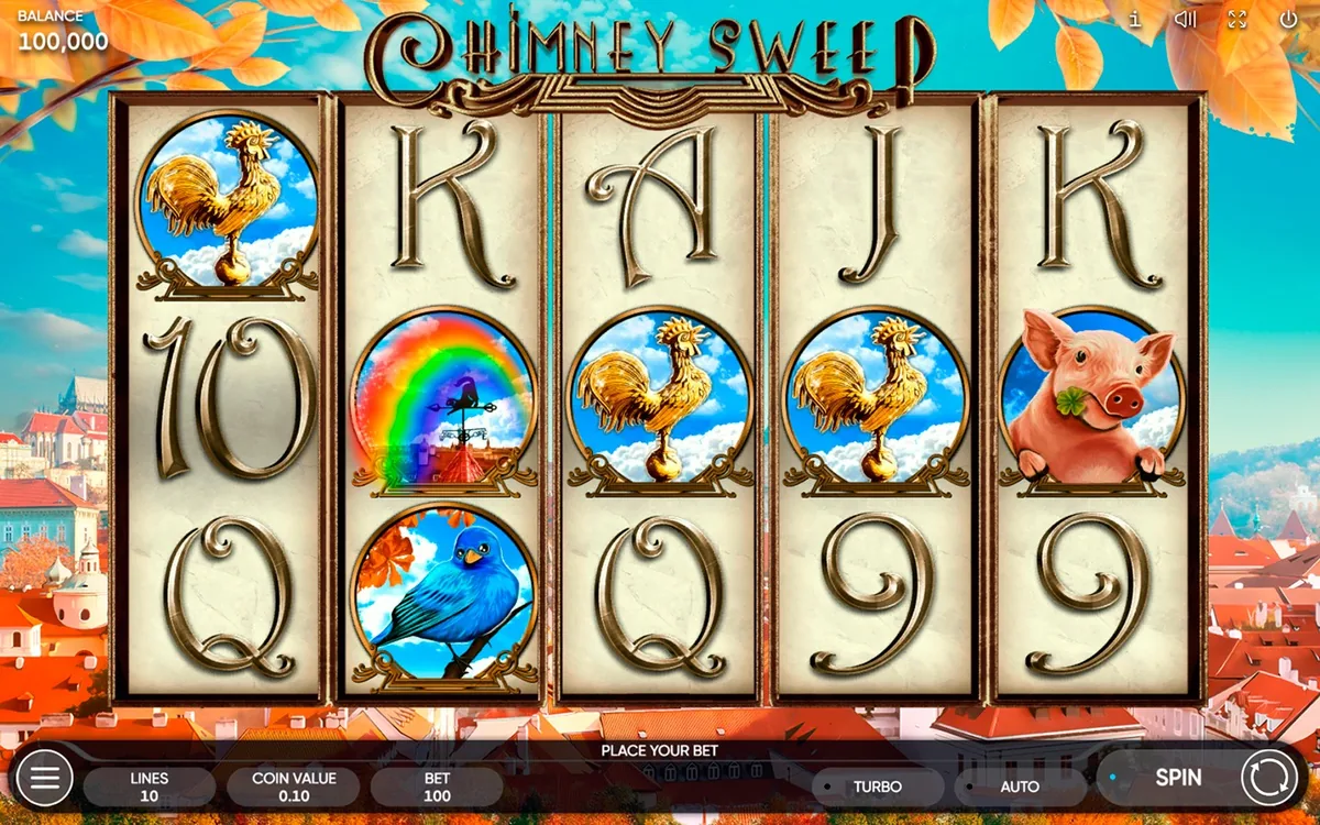 Chimney Sweep official Endorphina gameplay screen showing the reel layout