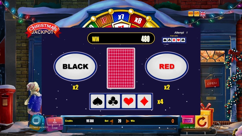 Christmas Jackpot official Belatra gameplay image showing the game presentation
