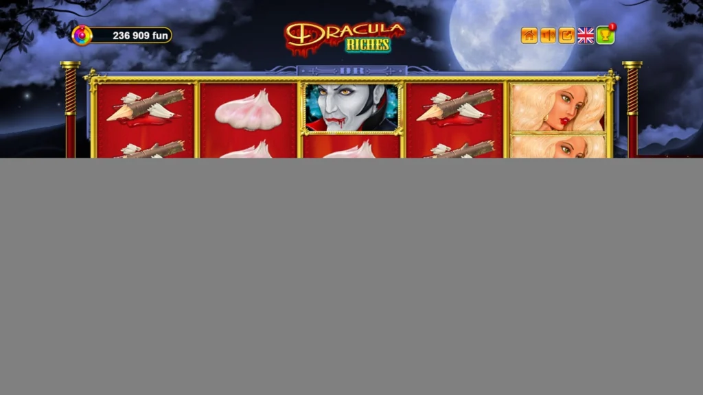 Dracula Riches official Belatra gameplay image showing the game presentation