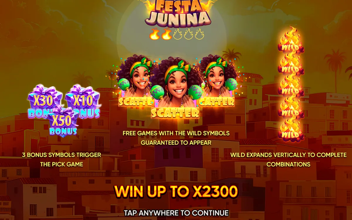 Festa Junina official Endorphina gameplay screen showing the reel layout