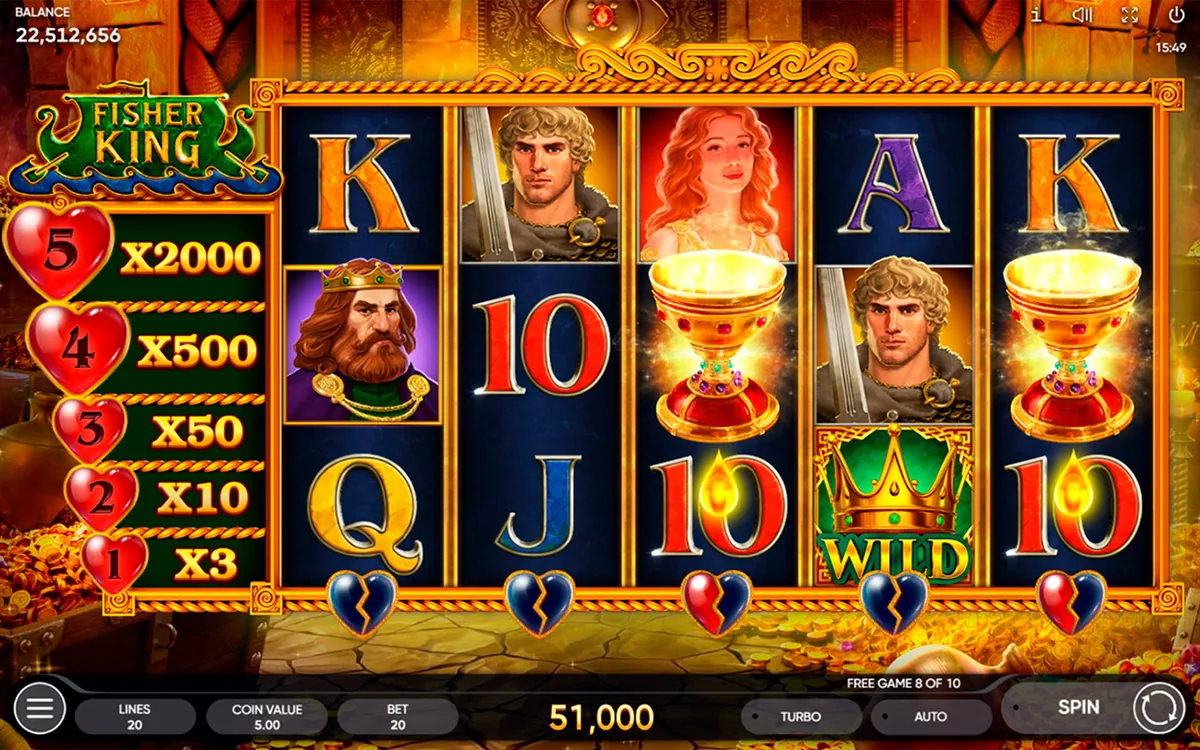 Fisher King official Endorphina gameplay screen showing the reel layout