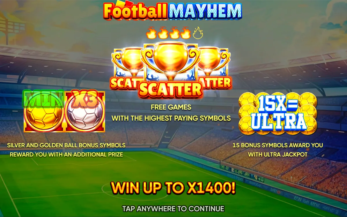 Football Mayhem official Endorphina gameplay screen showing the reel layout