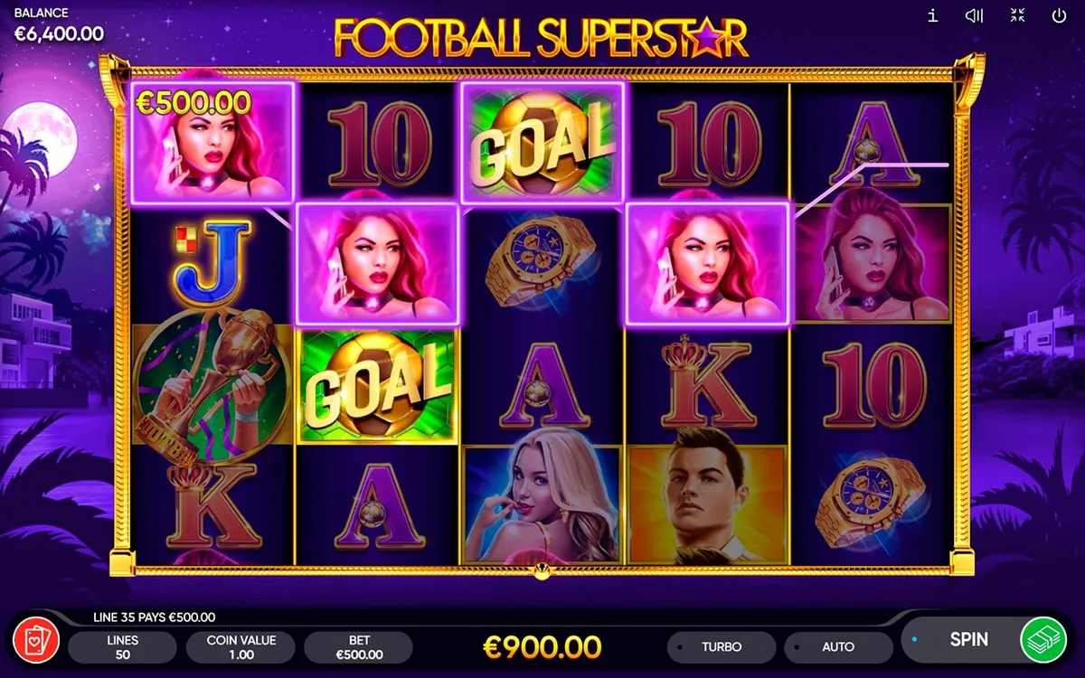 Football Superstar official Endorphina gameplay screen showing the reel layout
