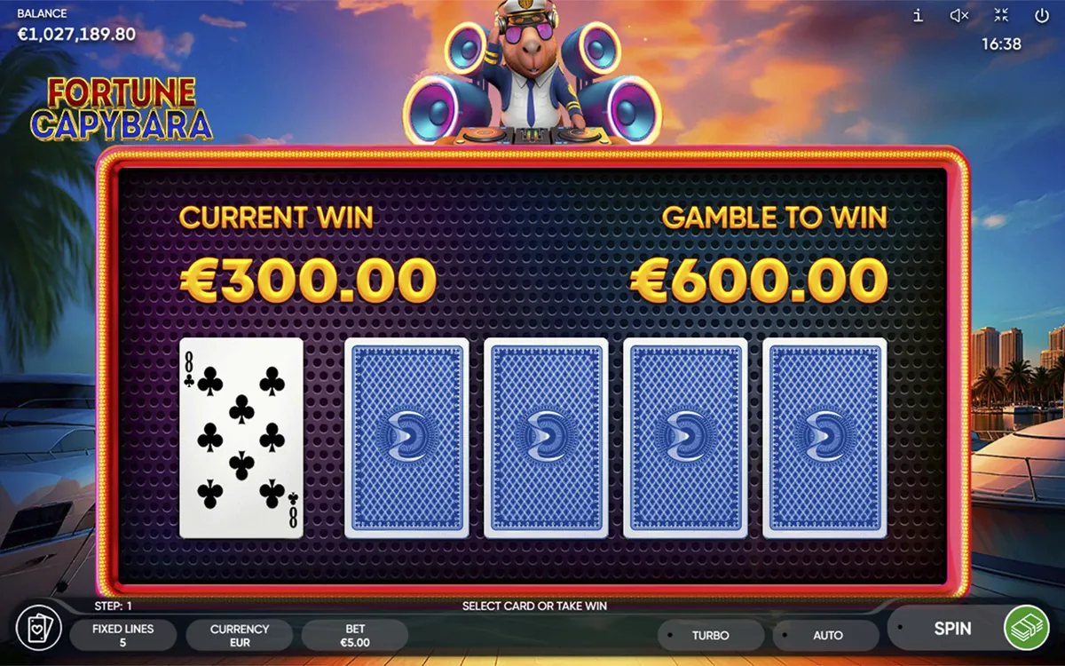 Fortune Capybara official Endorphina gameplay screen showing the reel layout
