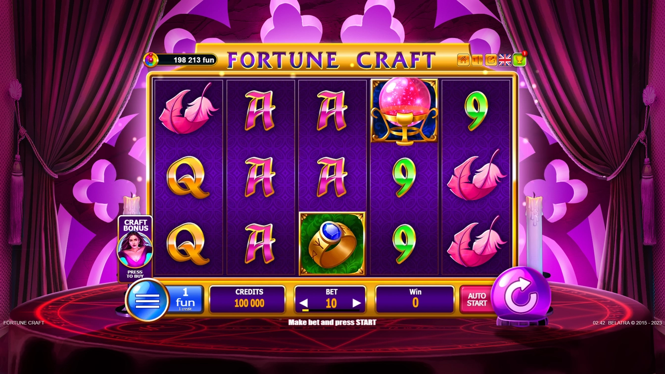 Fortune Craft official Belatra gameplay image showing the game presentation