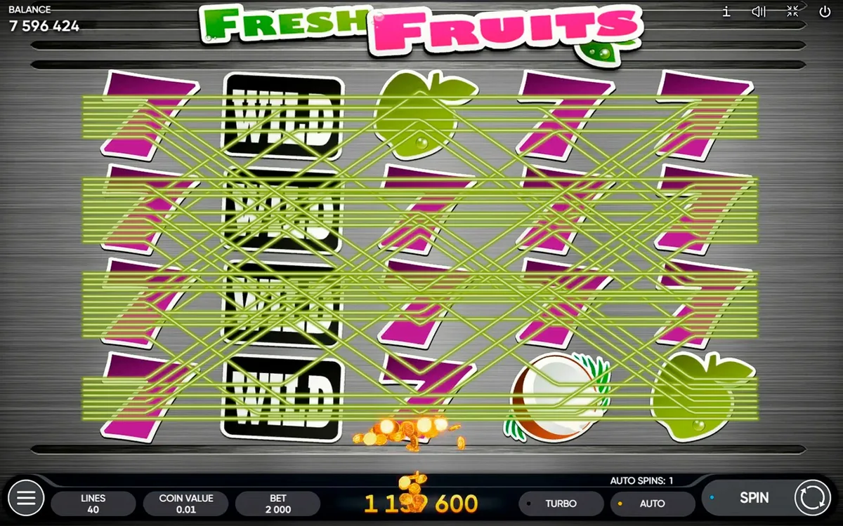 Fresh Fruits official Endorphina gameplay screen showing the reel layout