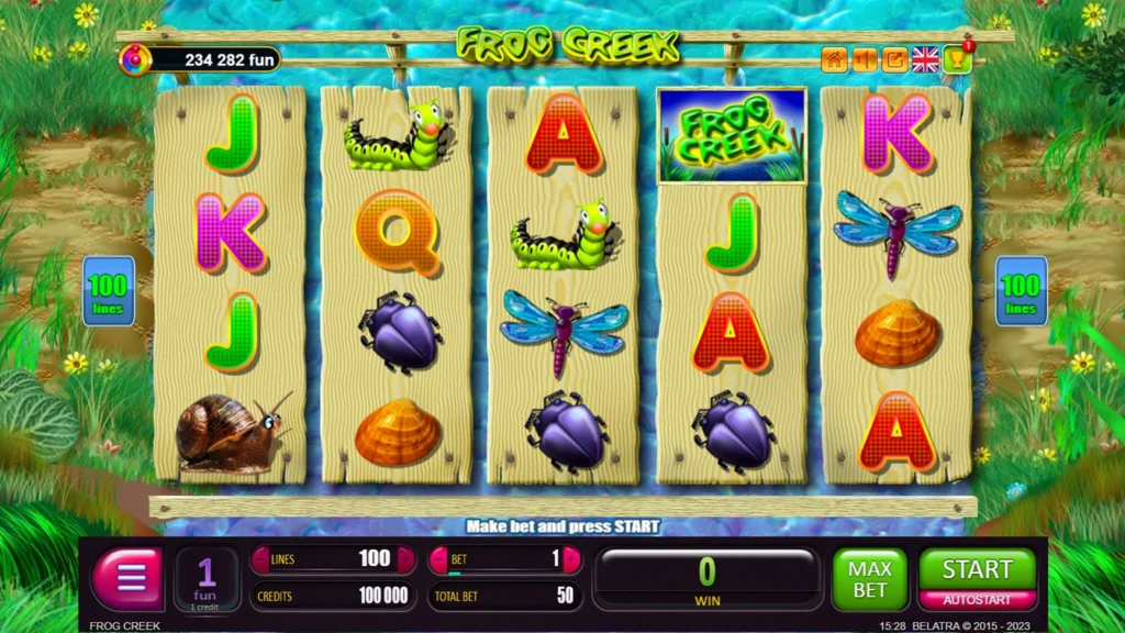 Frog Creek official Belatra gameplay image showing the game presentation