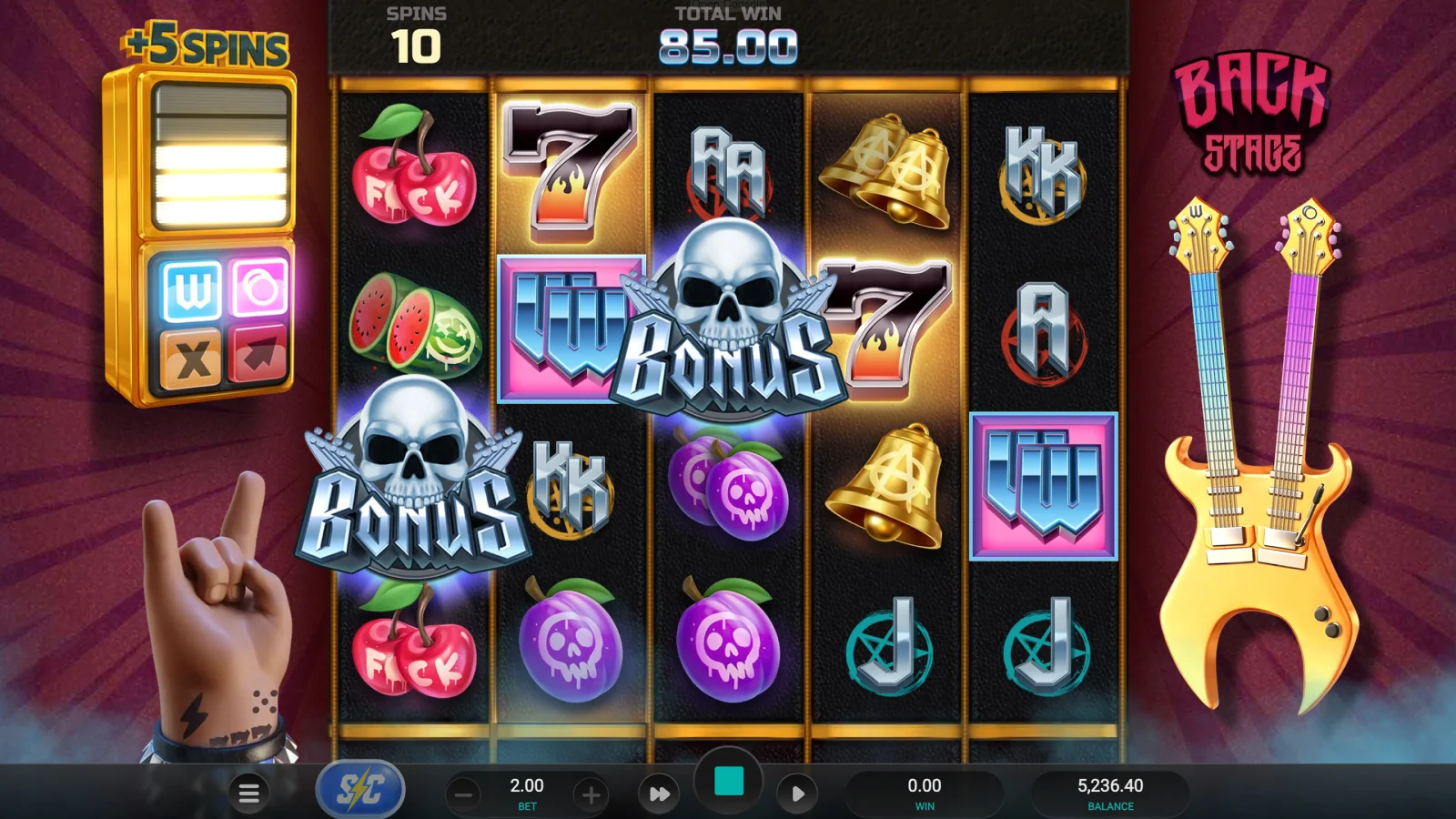Guitar Quest gameplay screen showing the main game mechanics