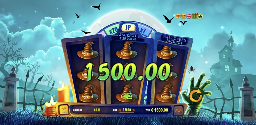 Halloween Jackpot official Belatra feature artwork for payout and combination notes