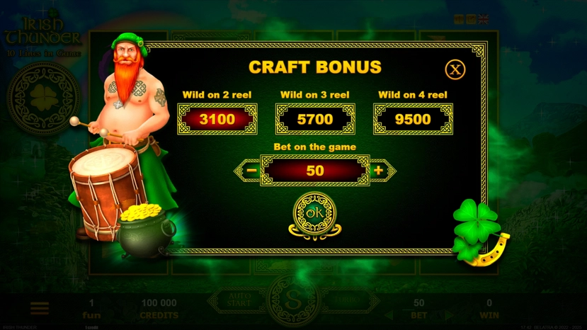 Irish Thunder official Belatra feature artwork for payout and combination notes