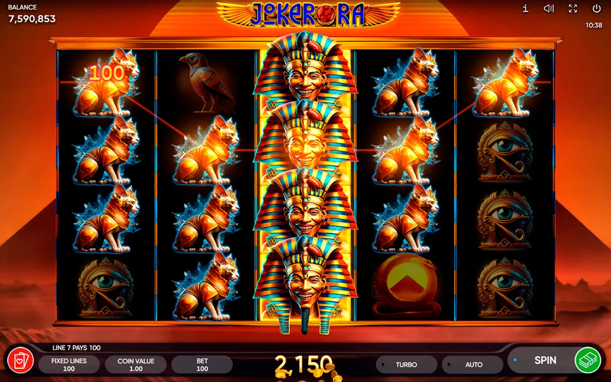 Joker Ra official Endorphina gameplay screen showing the reel layout