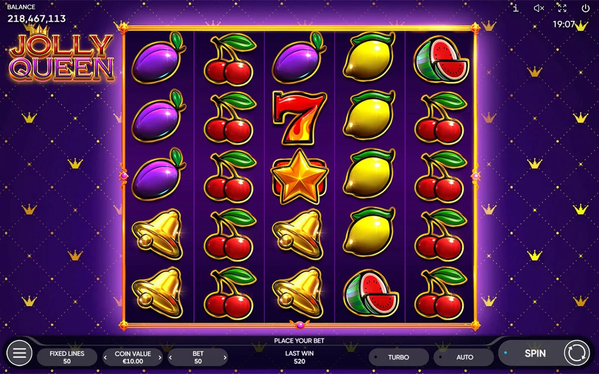 Jolly Queen official Endorphina gameplay screen showing the reel layout
