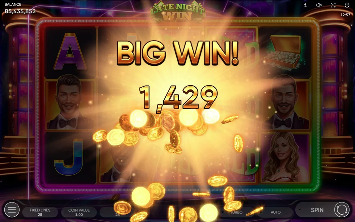Late Night Win official Endorphina gameplay screen showing the reel layout