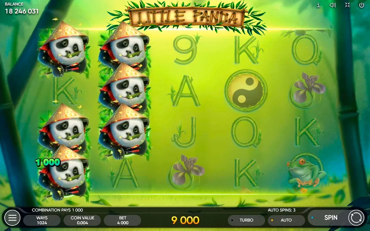 Little Panda official Endorphina gameplay screen showing the reel layout
