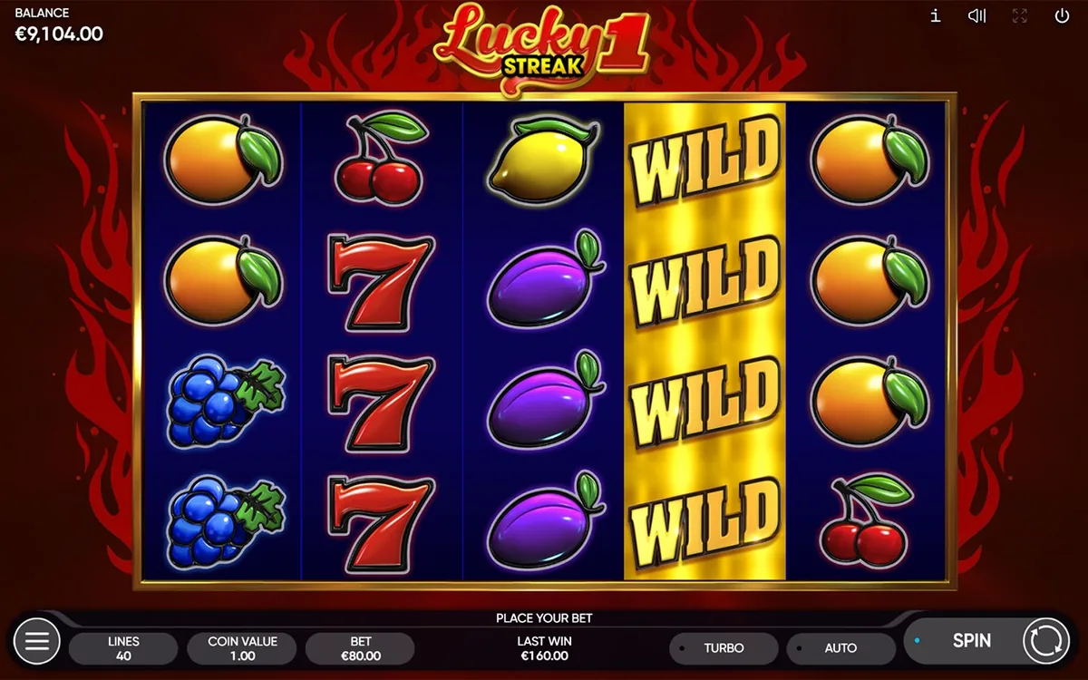Lucky Streak 1 official Endorphina gameplay screen showing the reel layout