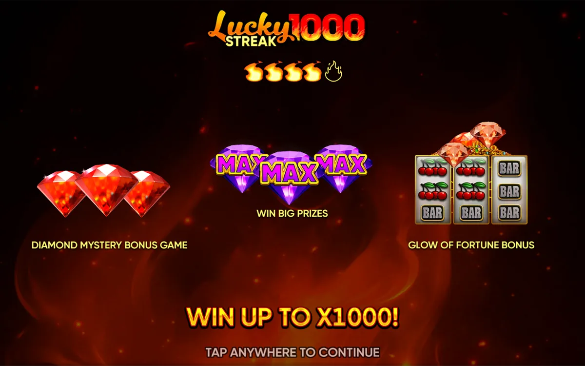 Lucky Streak 1000 official Endorphina gameplay screen showing the reel layout