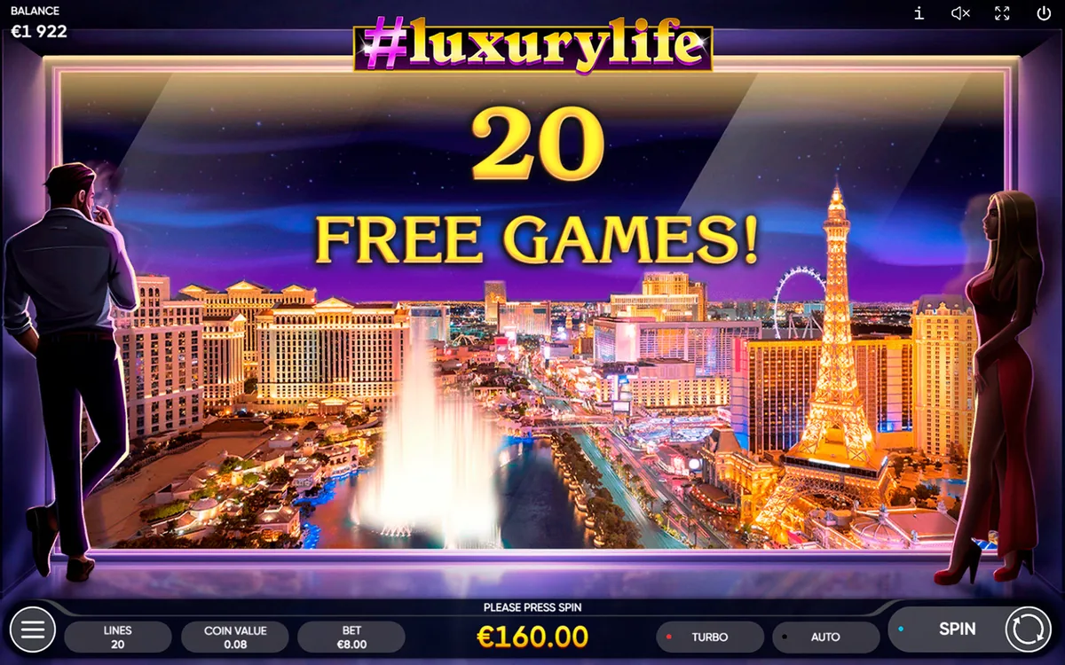 #luxurylife official Endorphina gameplay screen showing the reel layout