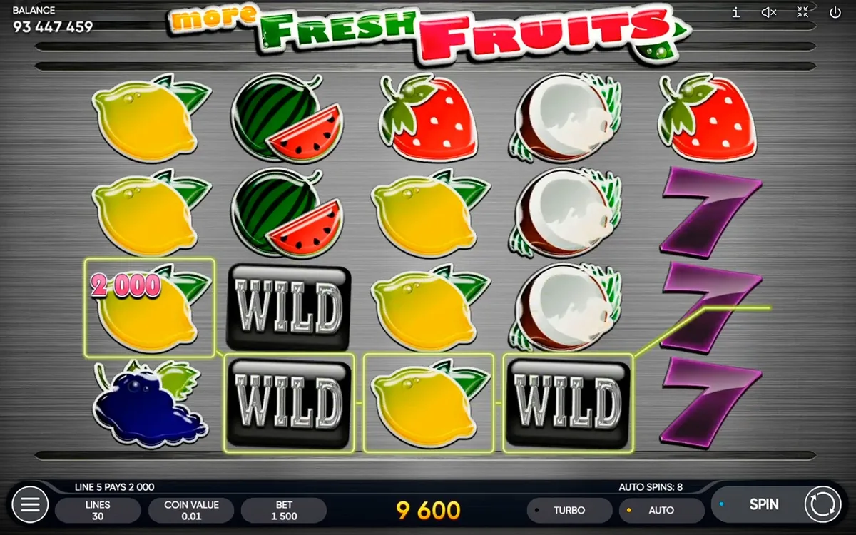 More Fresh Fruits official Endorphina gameplay screen showing the reel layout