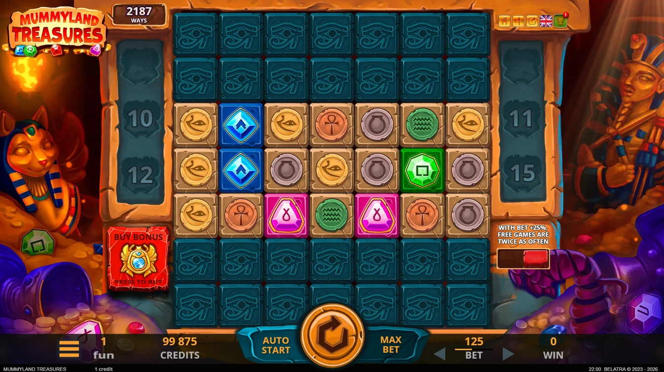 Mummyland Treasures official Belatra gameplay image showing the game presentation
