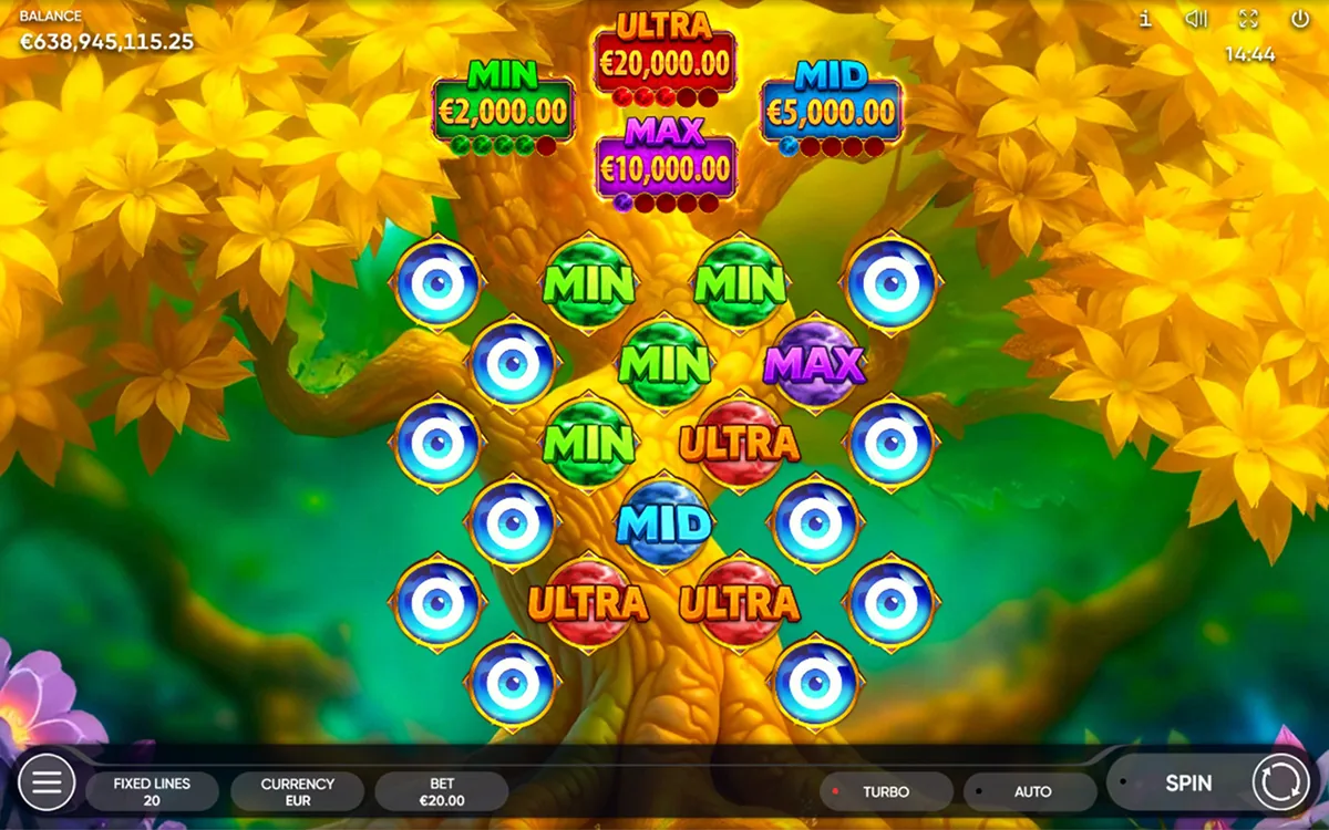 Nazar Wishes official Endorphina gameplay screen showing the reel layout