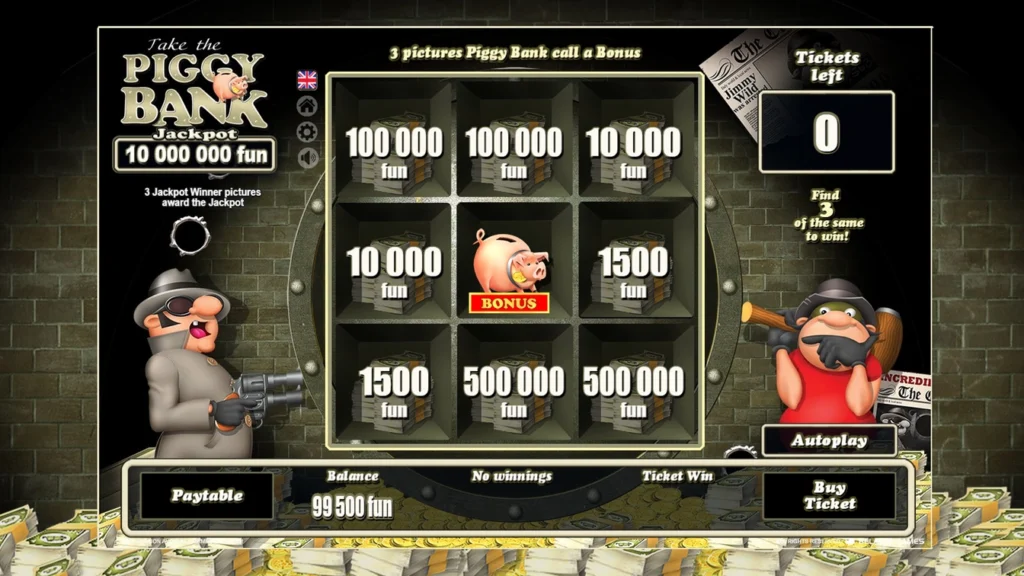 Piggy Bank official Belatra gameplay image showing the game presentation