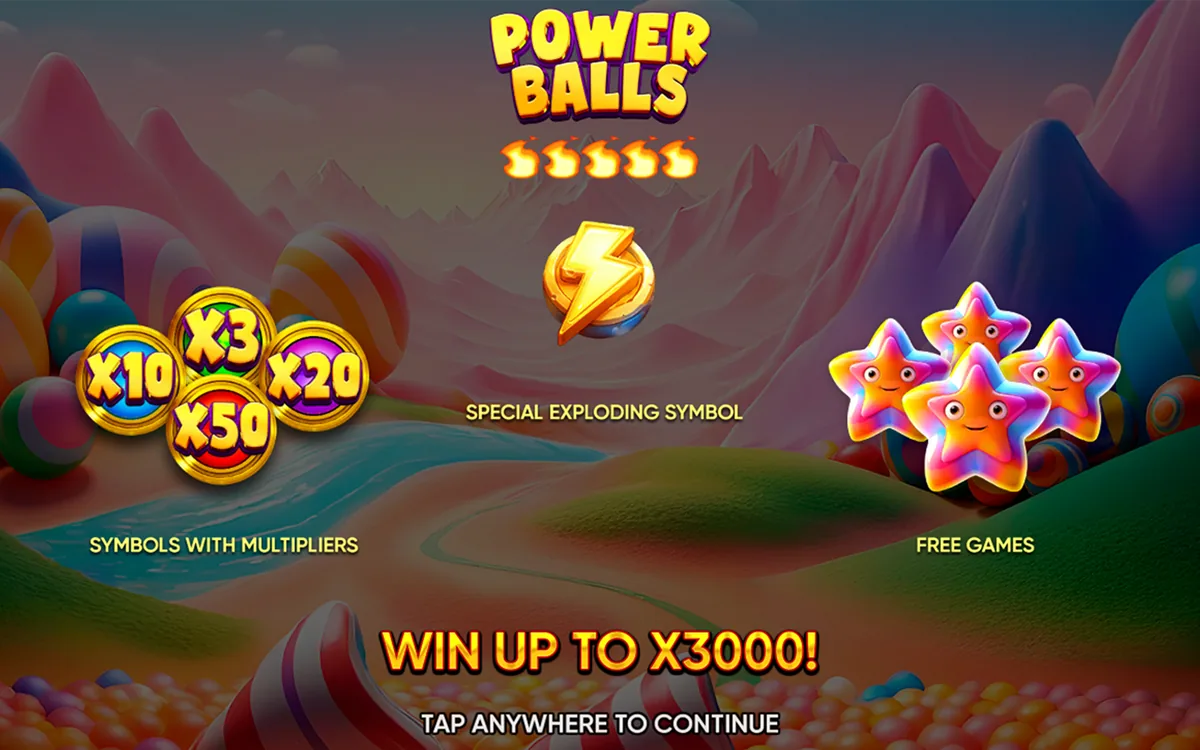 Power Balls official Endorphina gameplay screen showing the reel layout