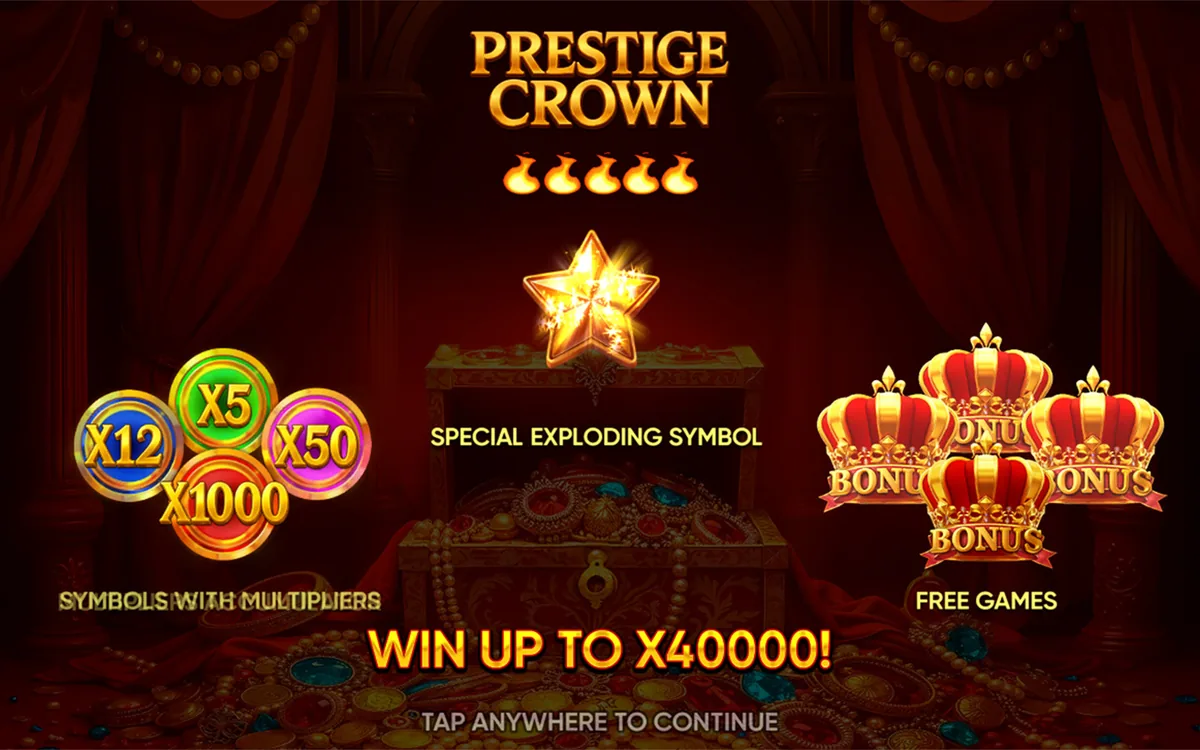 Prestige Crown official Endorphina gameplay screen showing the reel layout