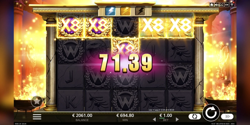 Rise of Zeus official Belatra feature artwork for payout and combination notes